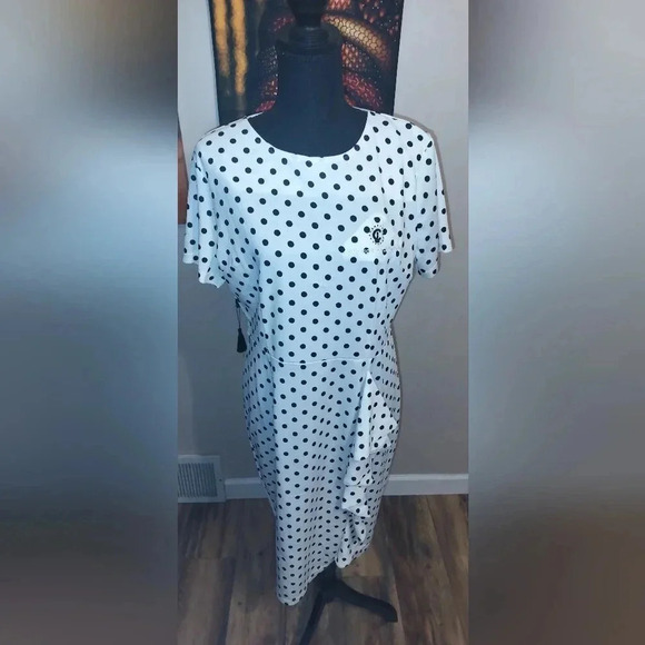 Women's White And Black Polka Dot Dress Size Xl. New Tags - Picture 2 of 12